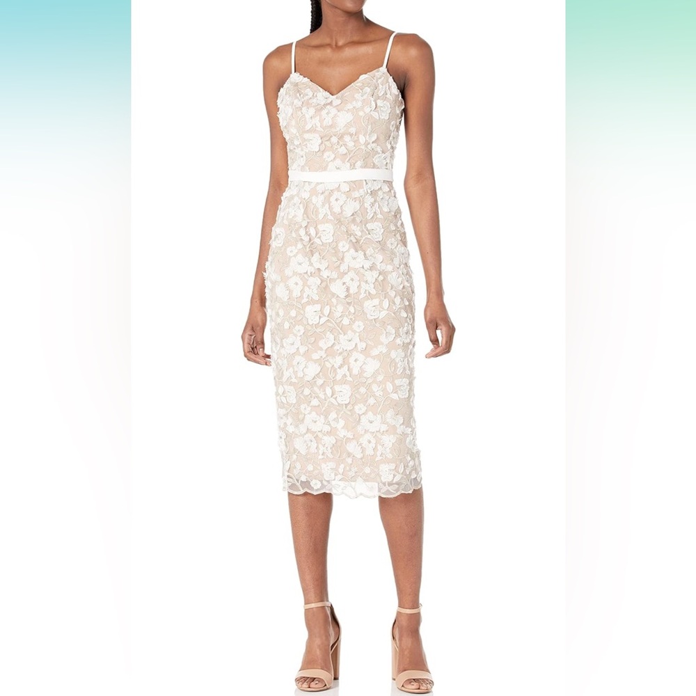 Dress the Population Cream Floral Lace Midi Dress